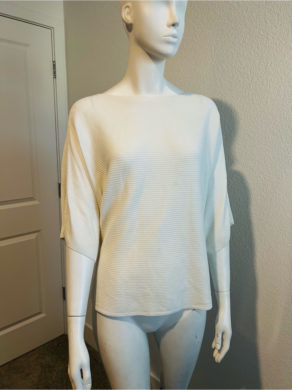 Uniqlo Ivory Ribbed Boatneck Top